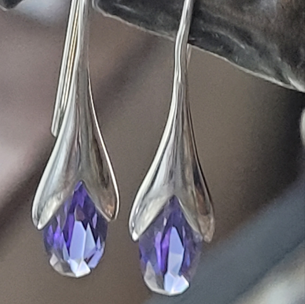 Sterling Silver Amethyst Pierced Earrings